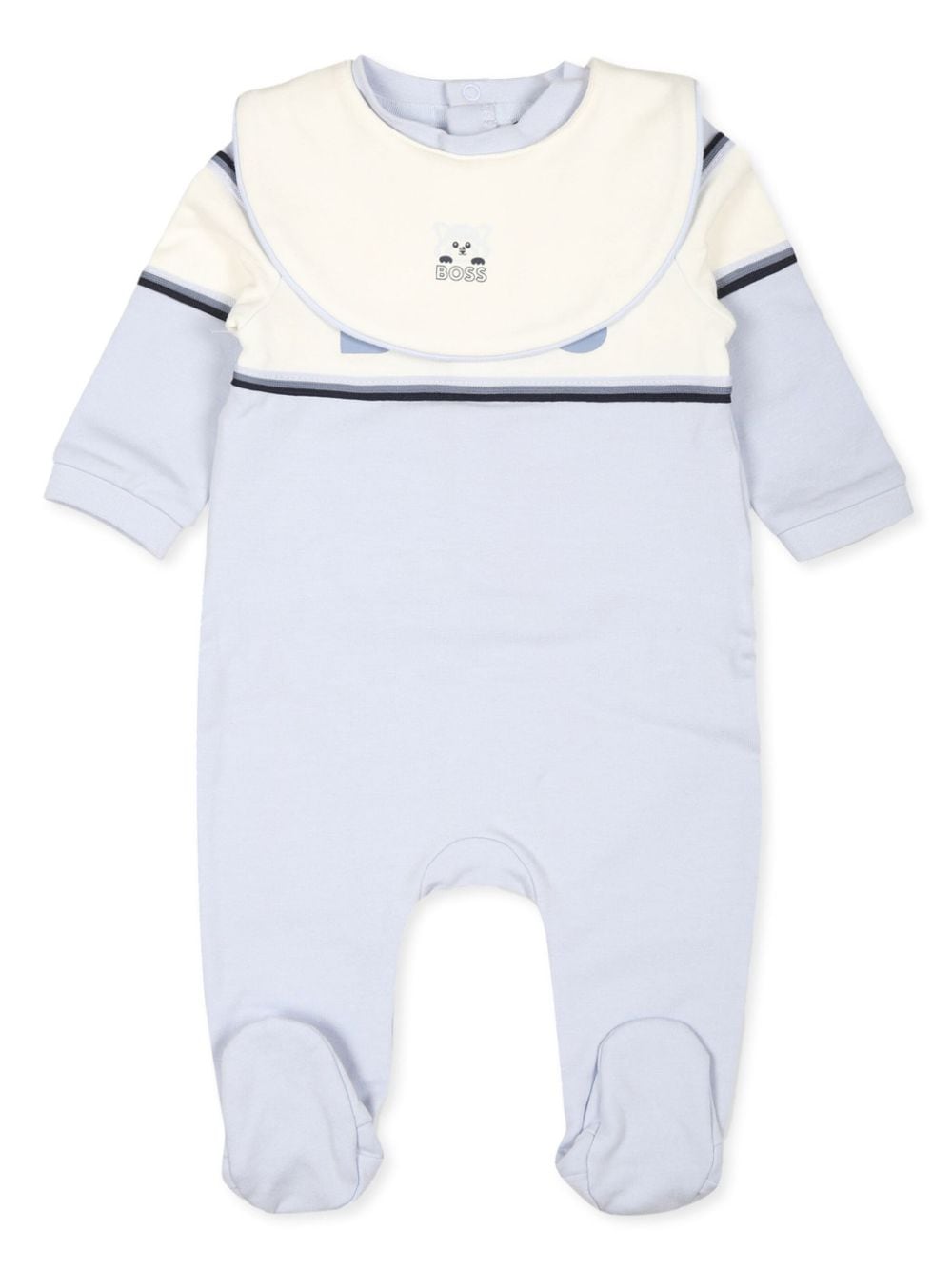 Tutina e bavaglino azzurri per neonato con stampa BOSS Kidswear - Rubino Kids