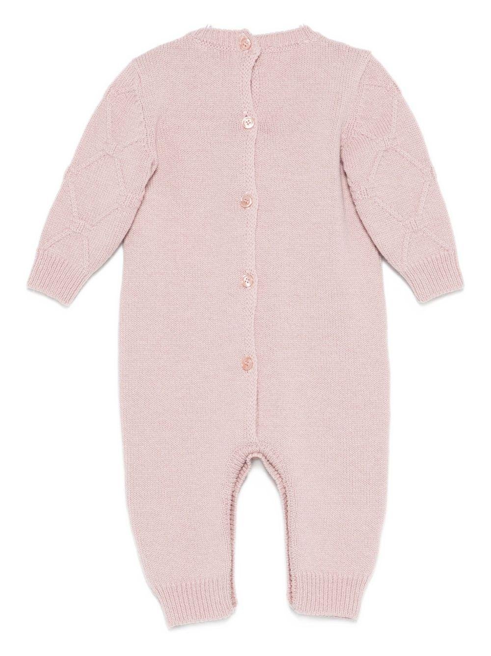 Tutina per neonata Elisabetta Franchi La Mia Bambina viola con maglia a rombi - Rubino Kids