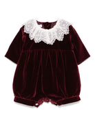 Tutina per neonata Jesurum Baby rosso in delluto con colletto in pizzo - Rubino Kids