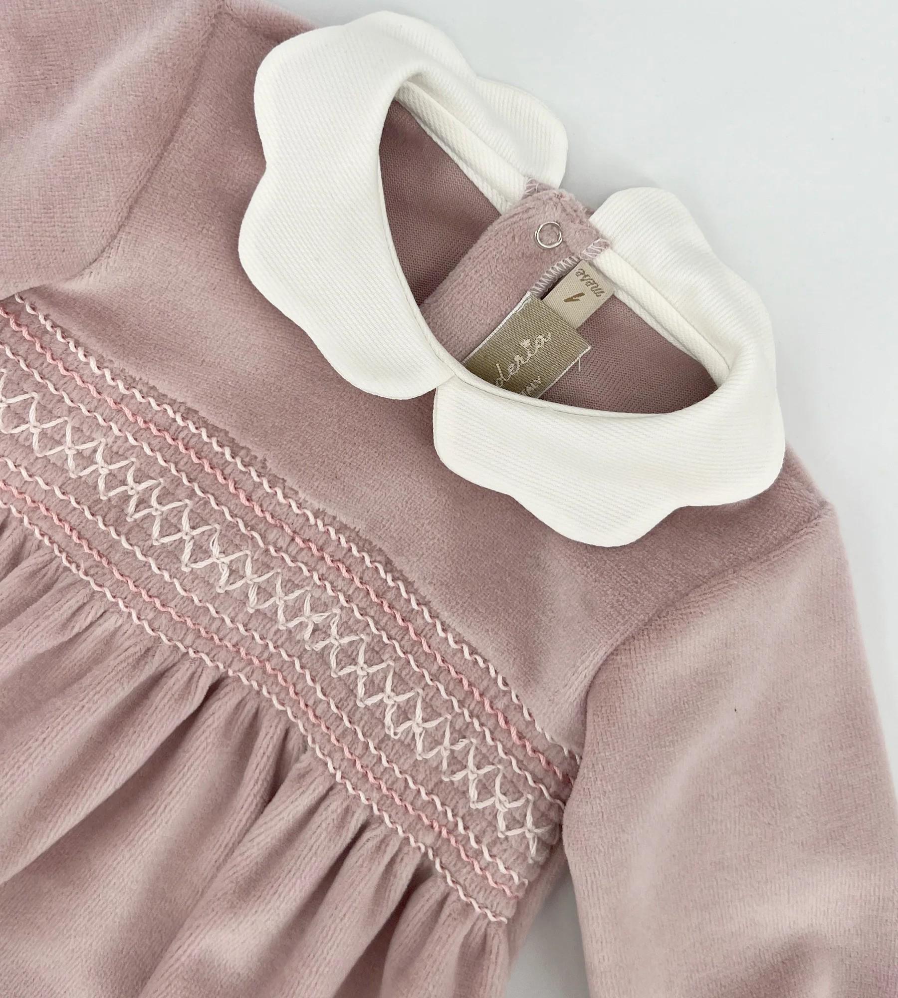 Tutina per neonata La Stupenderia rosa con colletto alla Peter Pan - Rubino Kids