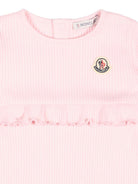 Tutina per neonata Moncler Enfant rosa con logo sul davanti - Rubino Kids