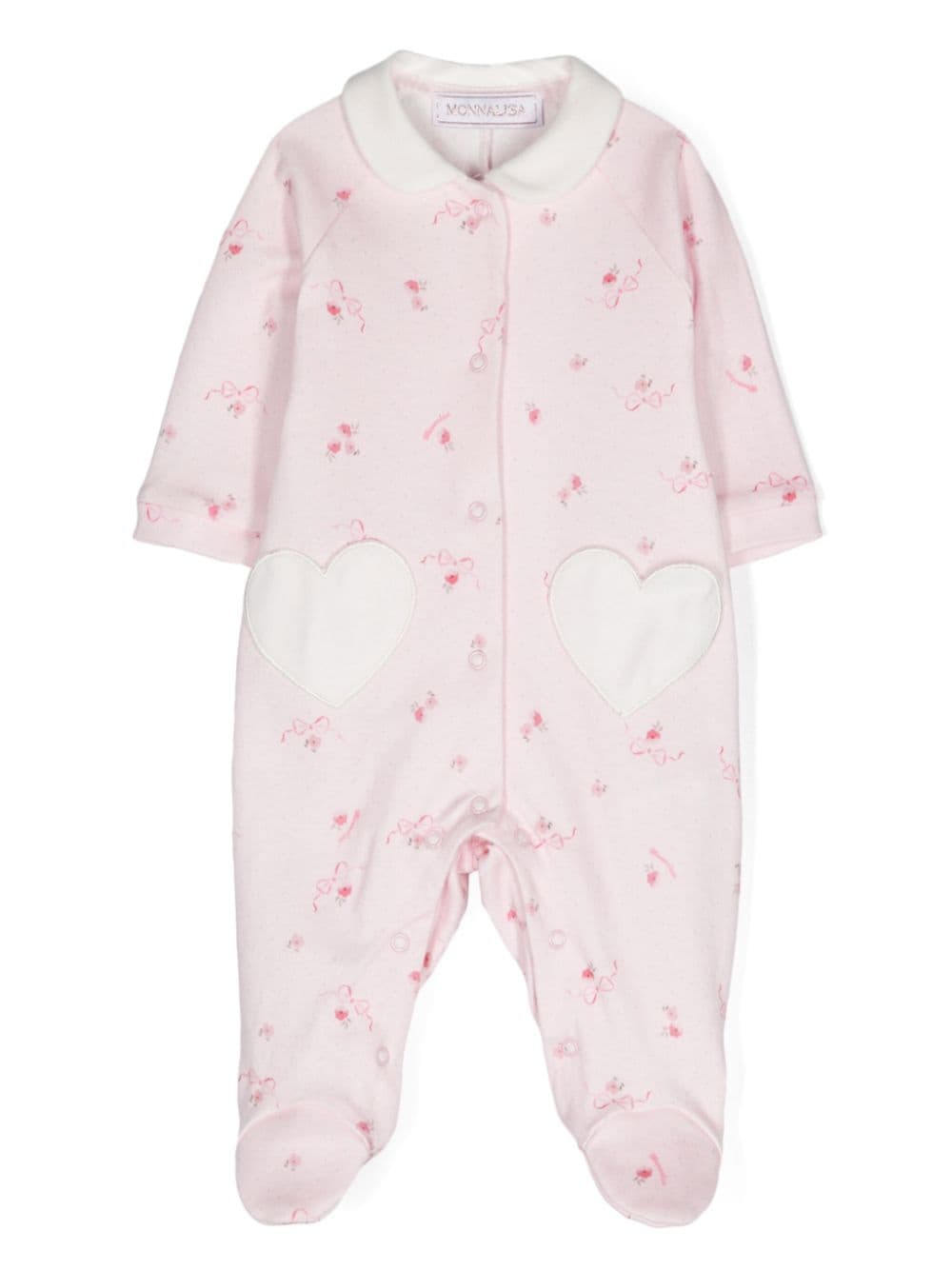 Tutina per neonata Monnalisa rosa con stampa a fiori all - over - Rubino Kids