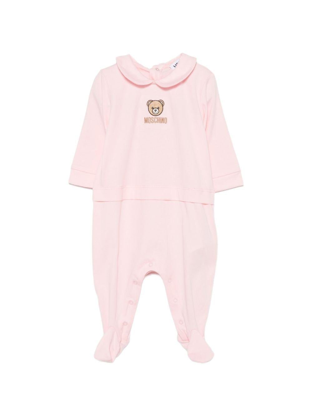 Tutina per neonata Moschino Kids rosa con colletto alla Peter Pan - Rubino Kids