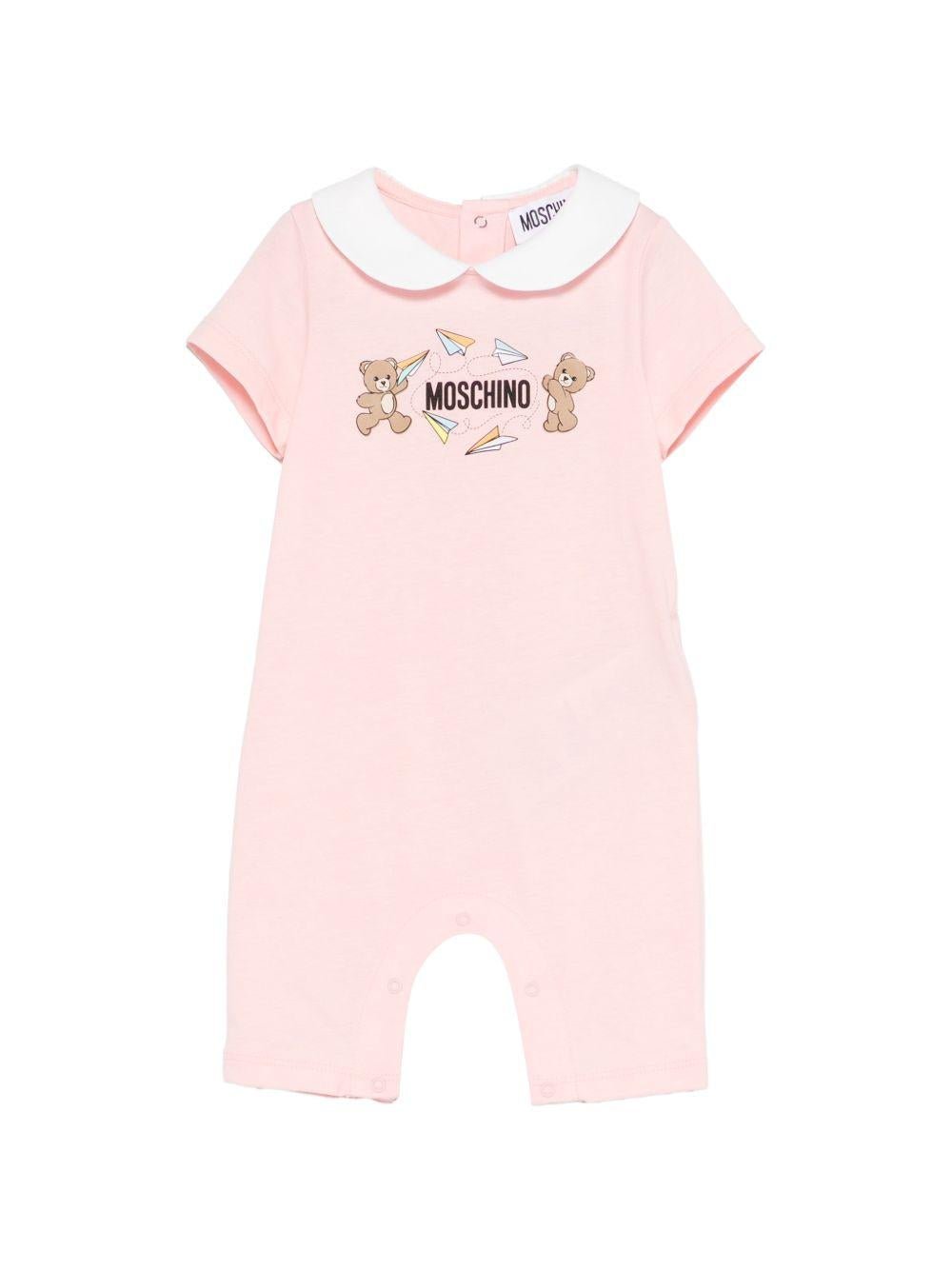 Tutina per neonata Moschino Kids rosa con stampa Teddy Bear - Rubino Kids