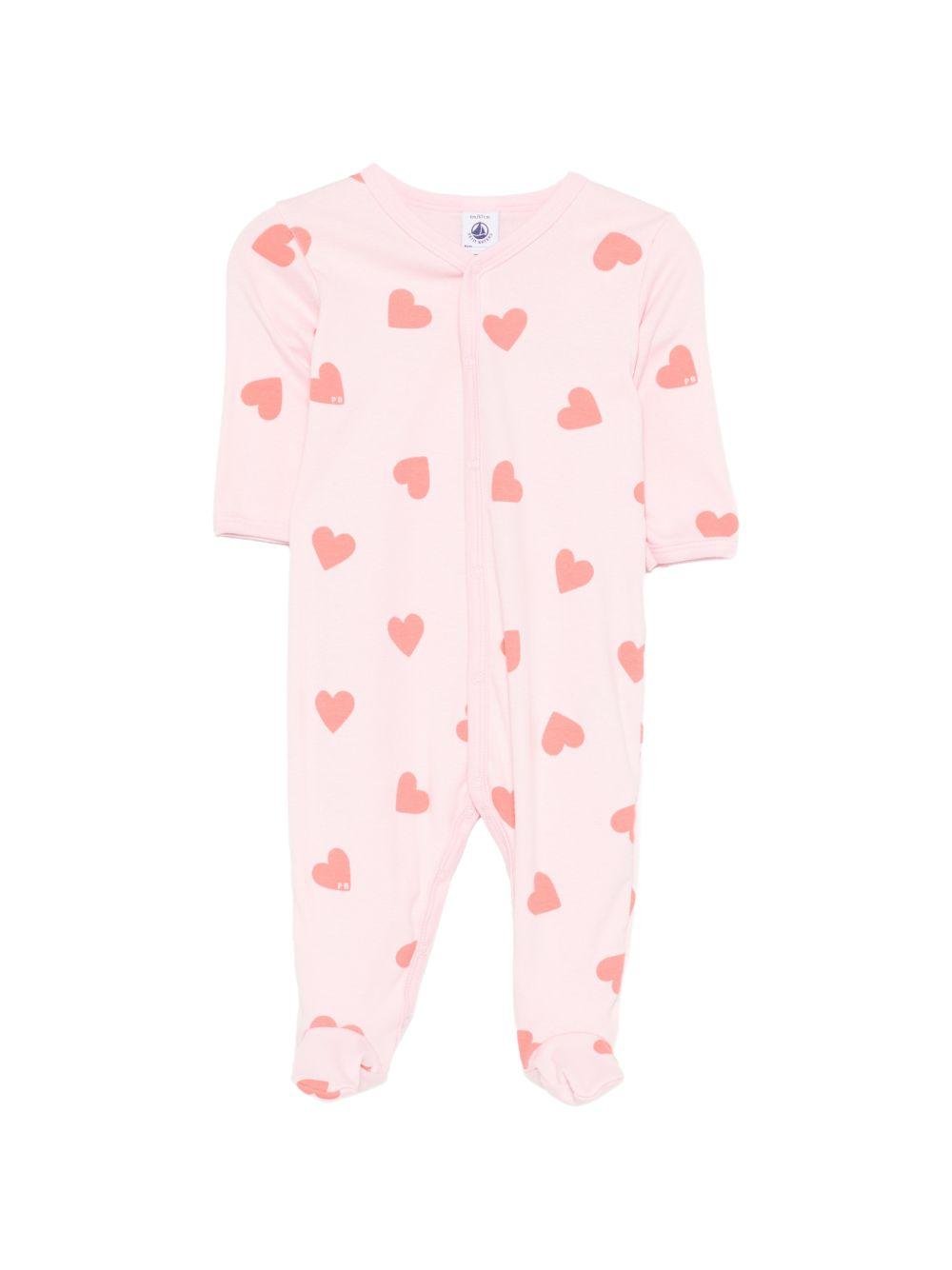 Tutina per neonata Petit Bateau rosa con stampa a cuori all - over - Rubino Kids