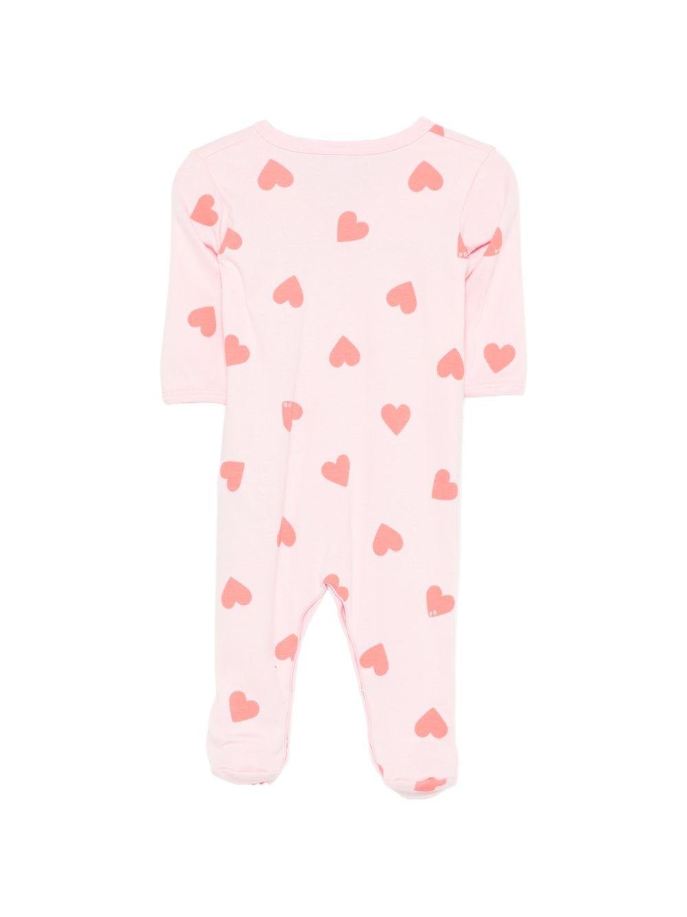 Tutina per neonata Petit Bateau rosa con stampa a cuori all - over - Rubino Kids