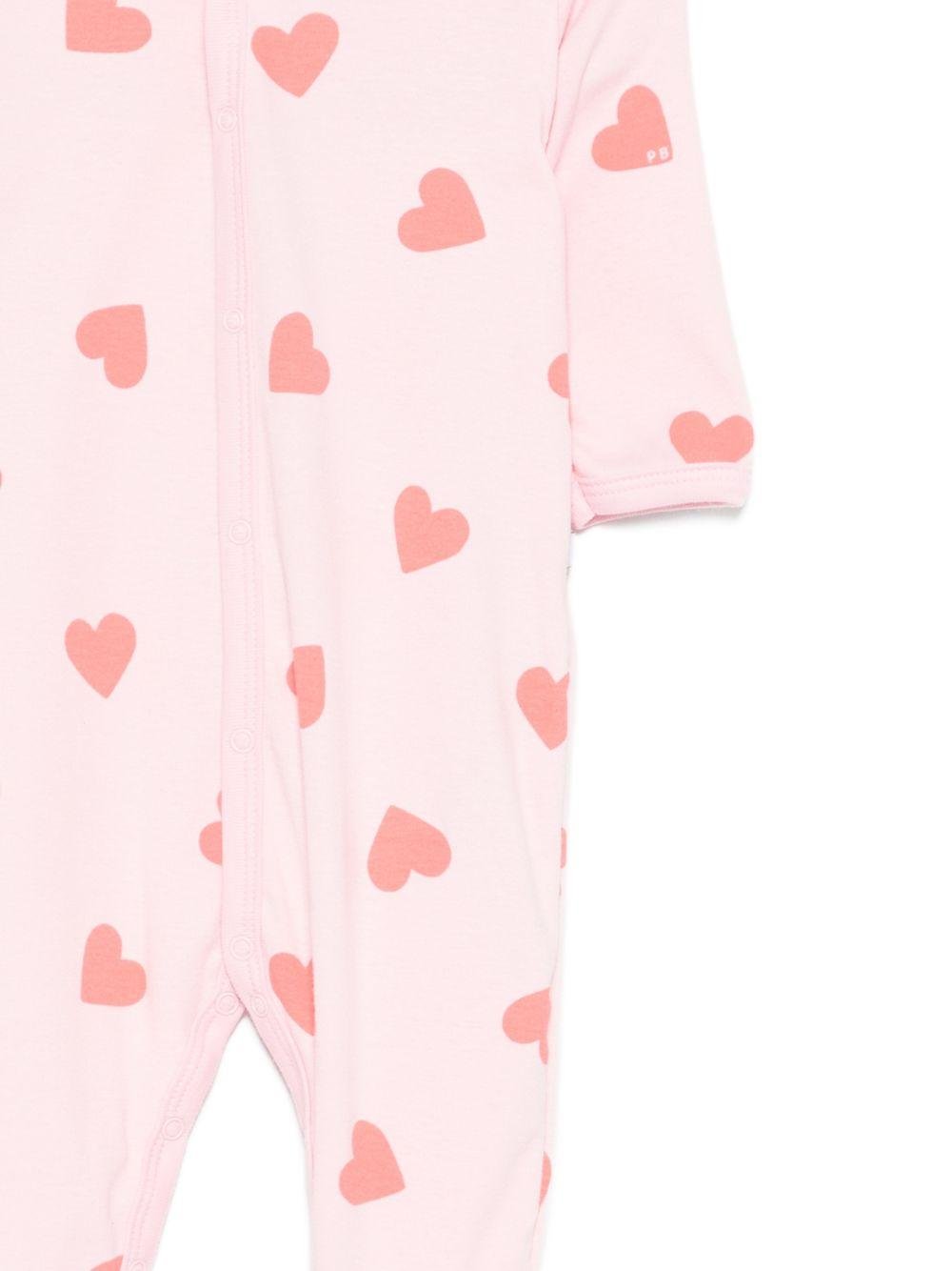 Tutina per neonata Petit Bateau rosa con stampa a cuori all - over - Rubino Kids
