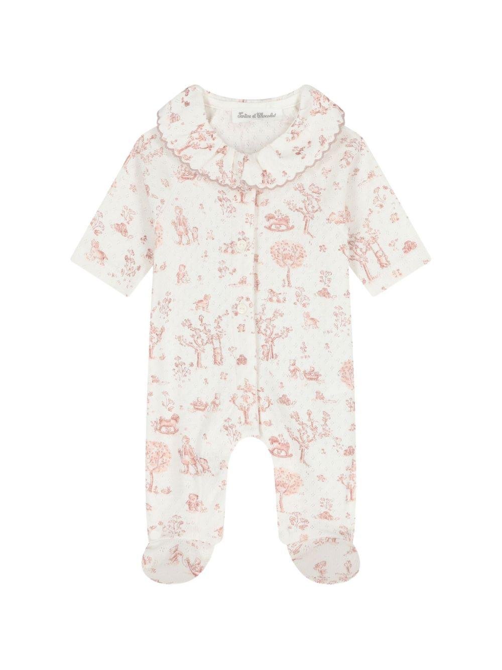 Tutina per neonata Tartine Et Chocolat bianca con stampa grafica all - over - Rubino Kids