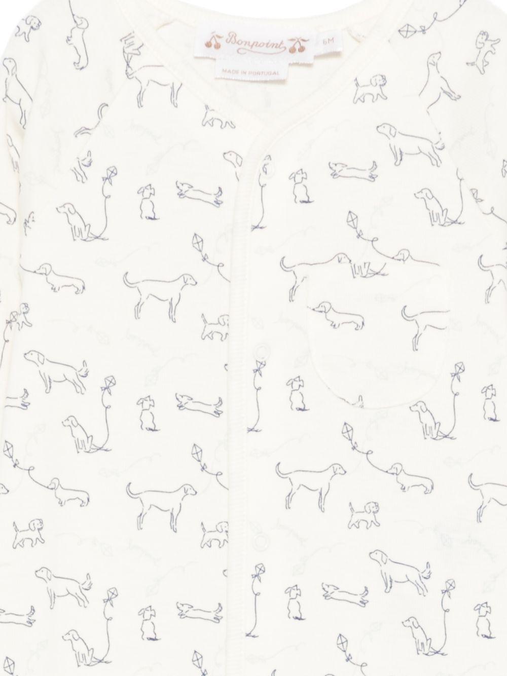 Tutina per neonati Bonpoint bianco con stampa cagnolini all - over - Rubino Kids