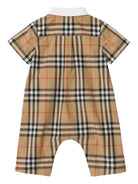 Tutina per neonati Burberry Kids beige a quadri - Rubino Kids