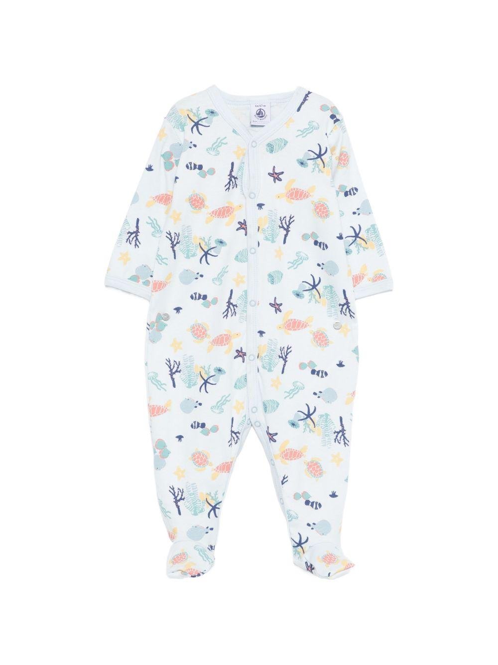 Tutina per neonati Petit Bateau azzurra con stampa grafica multicolore - Rubino Kids