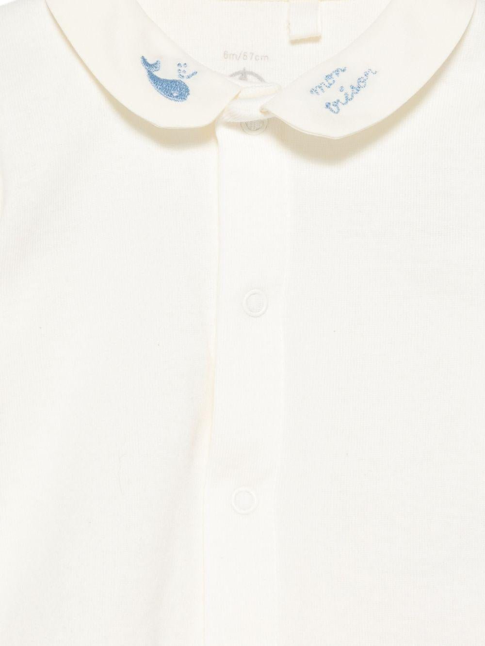 Tutina per neonati Petit Bateau beige con colletto ricamato - Rubino Kids