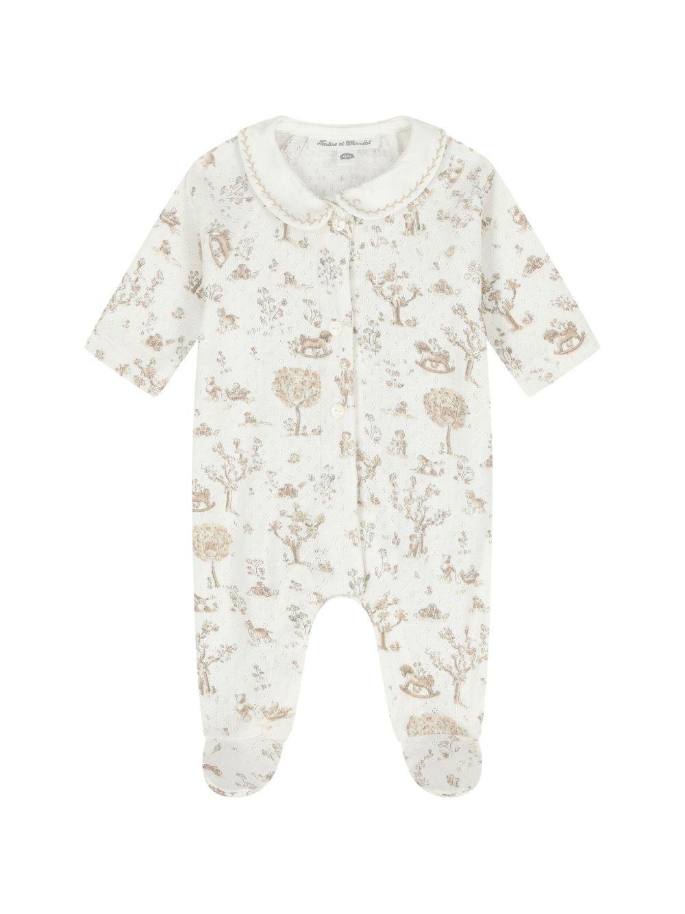 Tutina per neonati Tartine Et Chocolat bianca con stampa grafica all - over - Rubino Kids