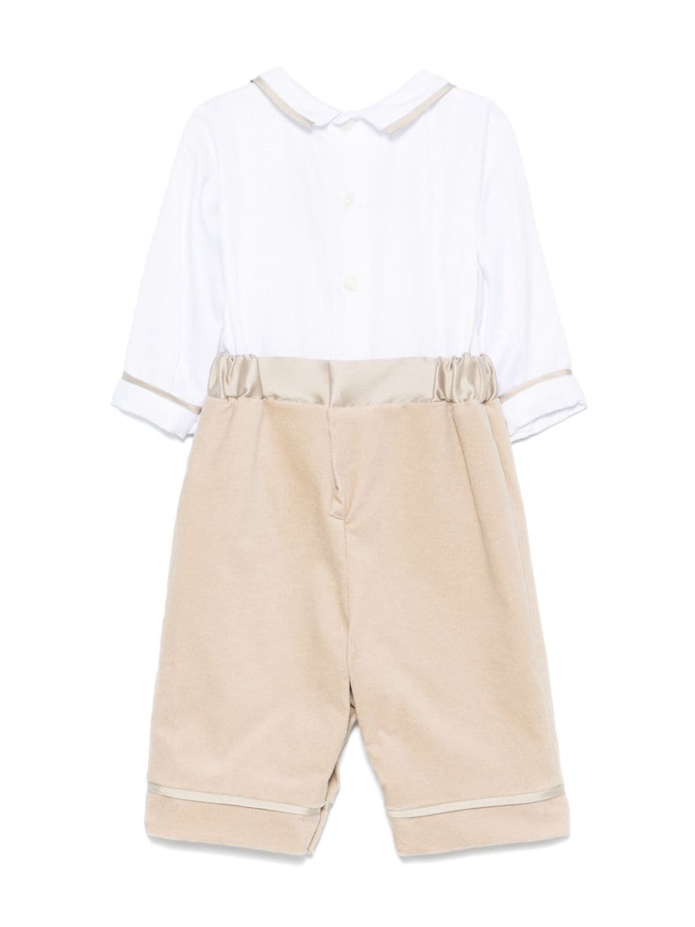 Tutina per neonato La Stupenderia bianco e beige con effetto jacquard/velluto - Rubino Kids