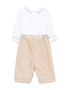 Tutina per neonato La Stupenderia bianco e beige con effetto jacquard/velluto - Rubino Kids