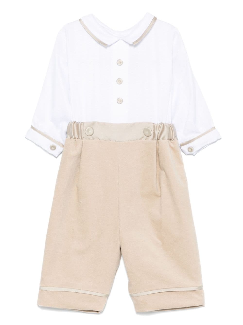 Tutina per neonato La Stupenderia bianco e beige con effetto jacquard/velluto - Rubino Kids