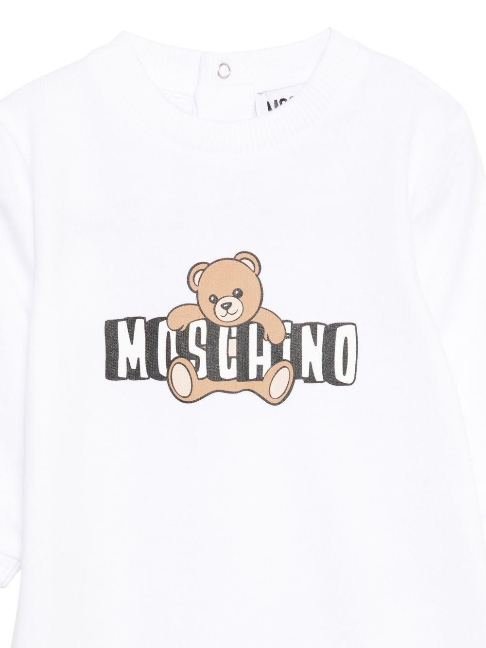 Tutina per neonato Moschino Kids bianco con stampa grafica orsetto - Rubino Kids