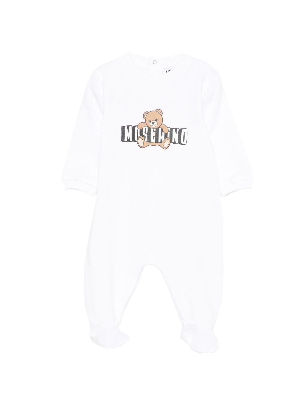 Tutina per neonato Moschino Kids bianco con stampa grafica orsetto - Rubino Kids