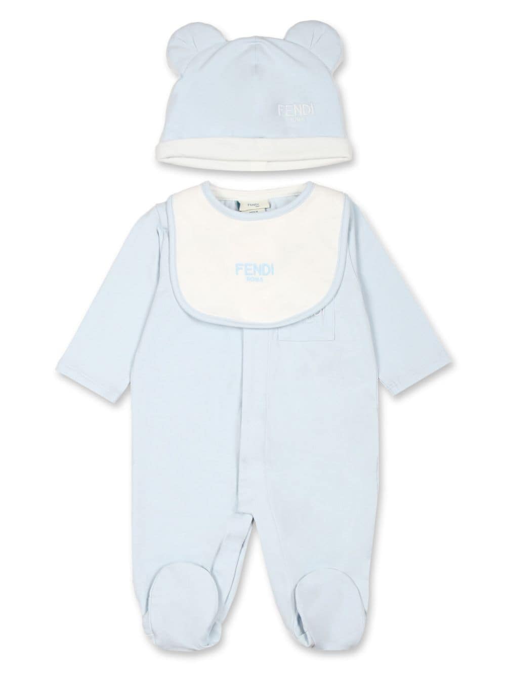 Tutina set neonato per neonato Fendi Kids azzurro con bavaglino - Rubino Kids