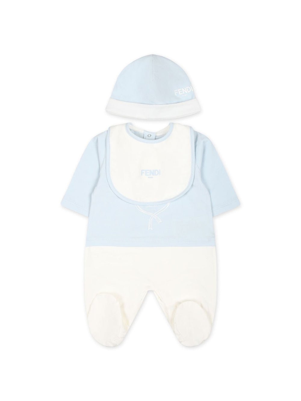 Tutina set neonato per neonato Fendi Kids azzurro con girocollo - Rubino Kids