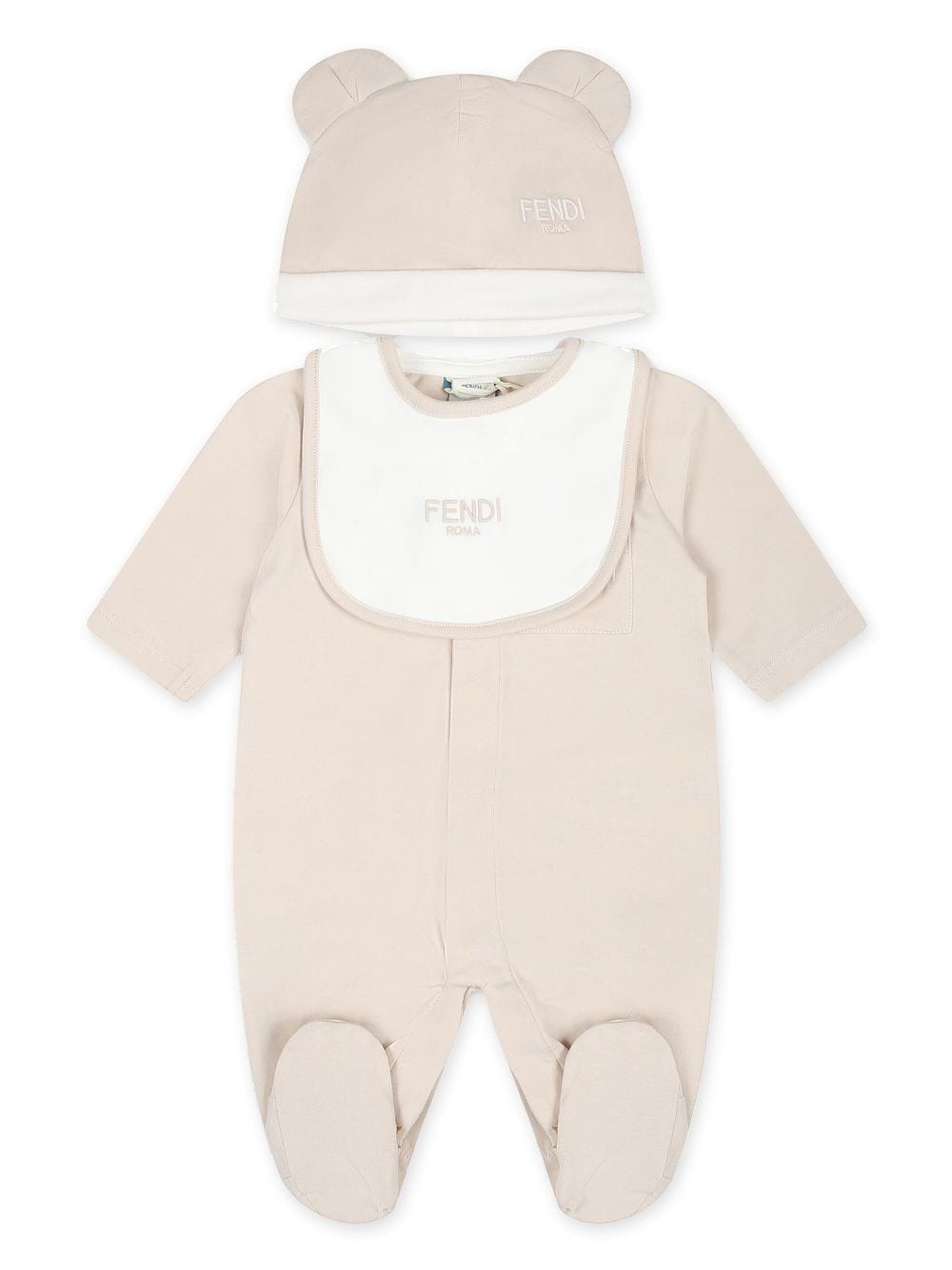 Tutina set neonato per neonato Fendi Kids beige con girocollo - Rubino Kids