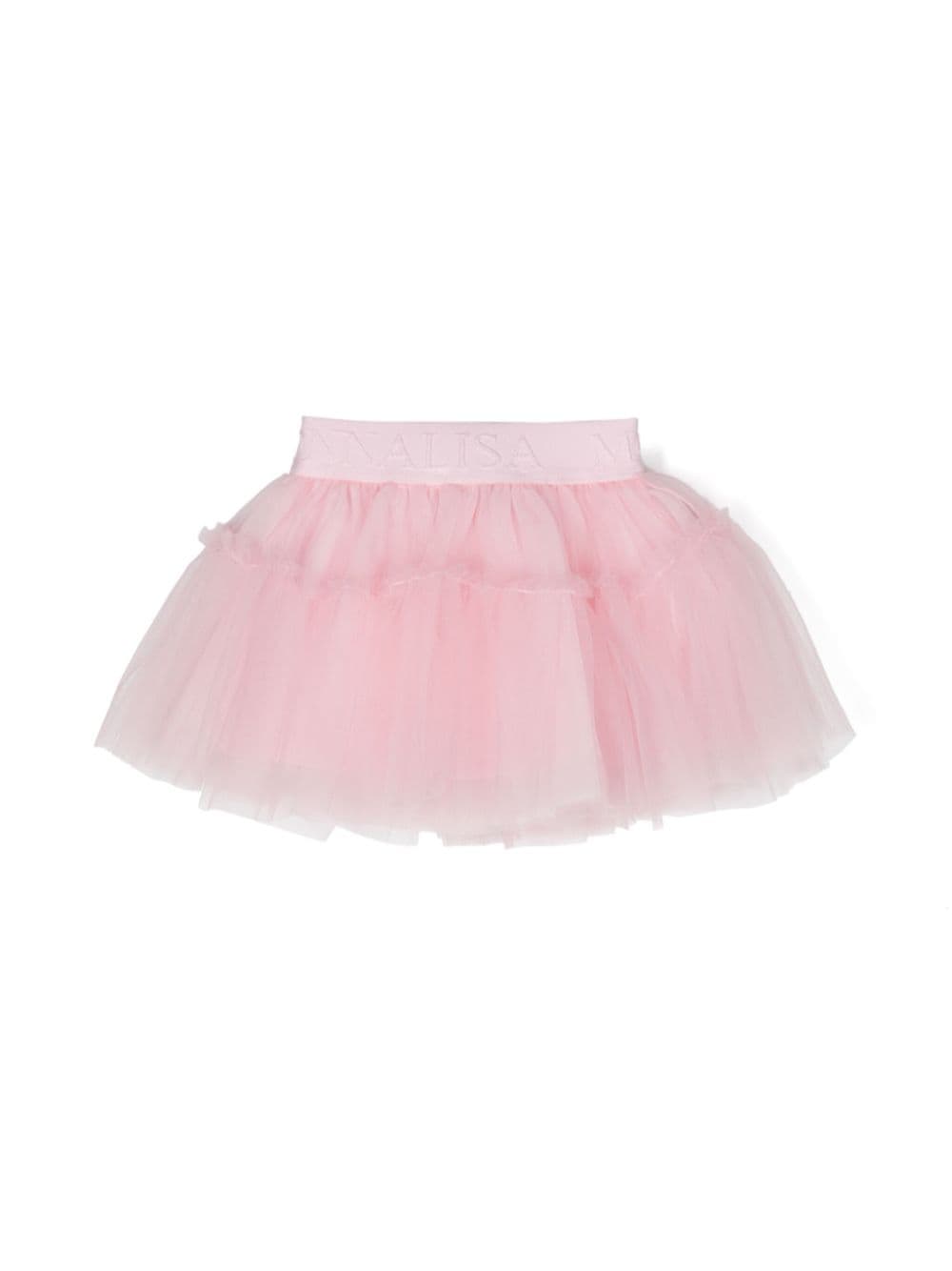 Tutù in tulle con logo jacquard per neonata Monnalisa rosa con stile slip - on - Rubino Kids