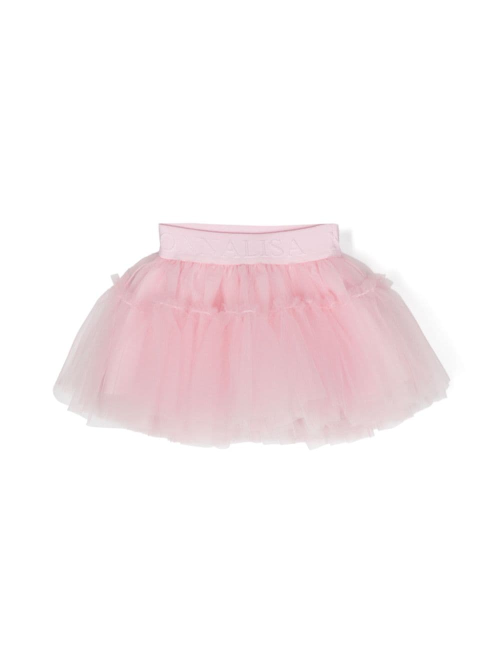 Tutù in tulle con logo jacquard per neonata Monnalisa rosa con stile slip - on - Rubino Kids