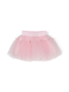 Tutù in tulle con logo jacquard per neonata Monnalisa rosa con stile slip - on - Rubino Kids