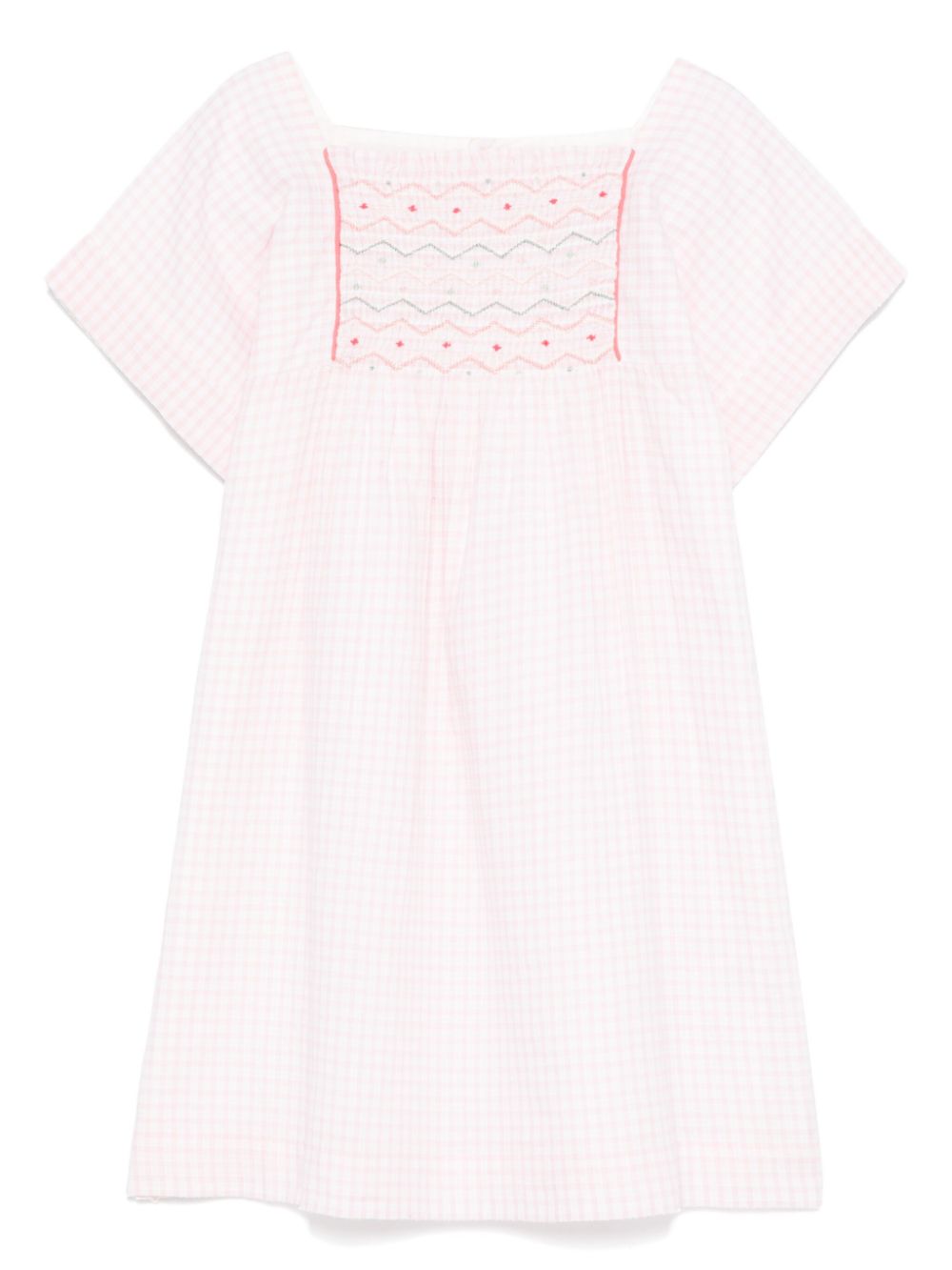 Vestito a quadri per bambina Bonpoint rosa con dettagli smocking - Rubino Kids