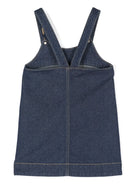 Vestito di cotone per bambina Elisabetta Franchi La Mia Bambina blu con scollo a V - Rubino Kids