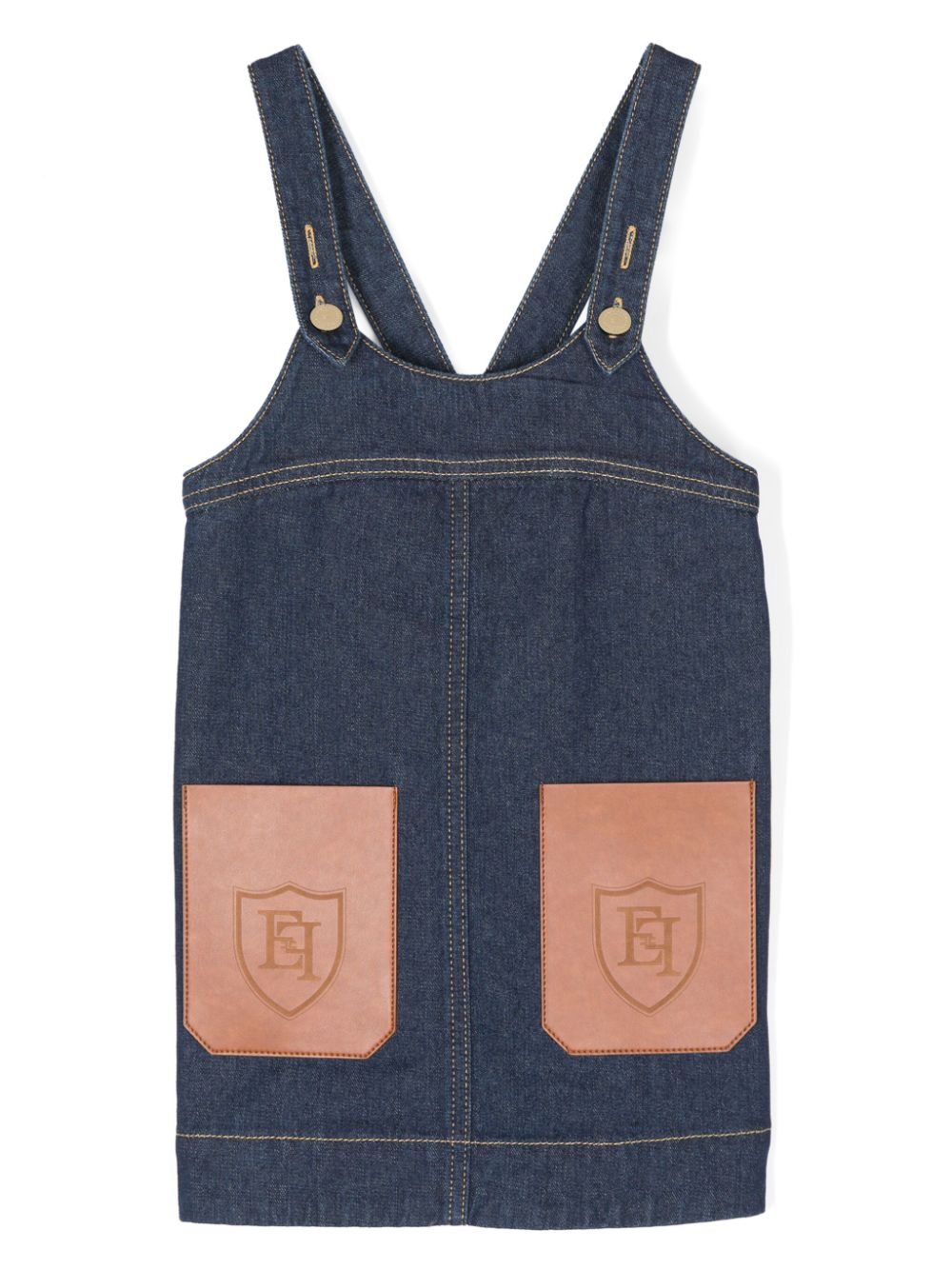 Vestito di cotone per bambina Elisabetta Franchi La Mia Bambina blu con scollo a V - Rubino Kids