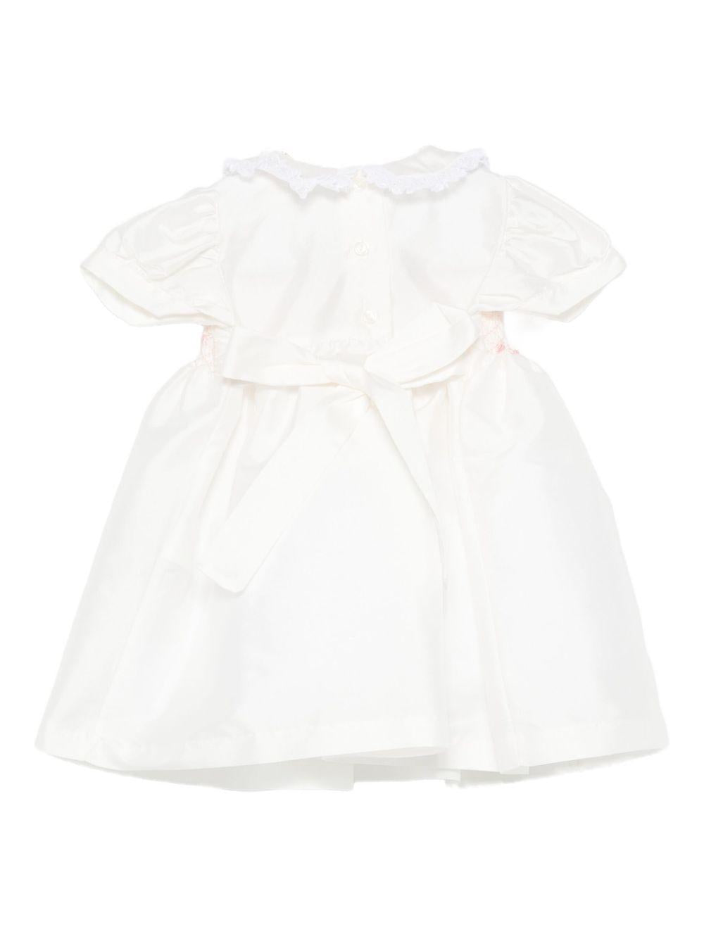 Vestito per neonata Mariella Ferrari bianco con colletto con bordo in pizzo - Rubino Kids