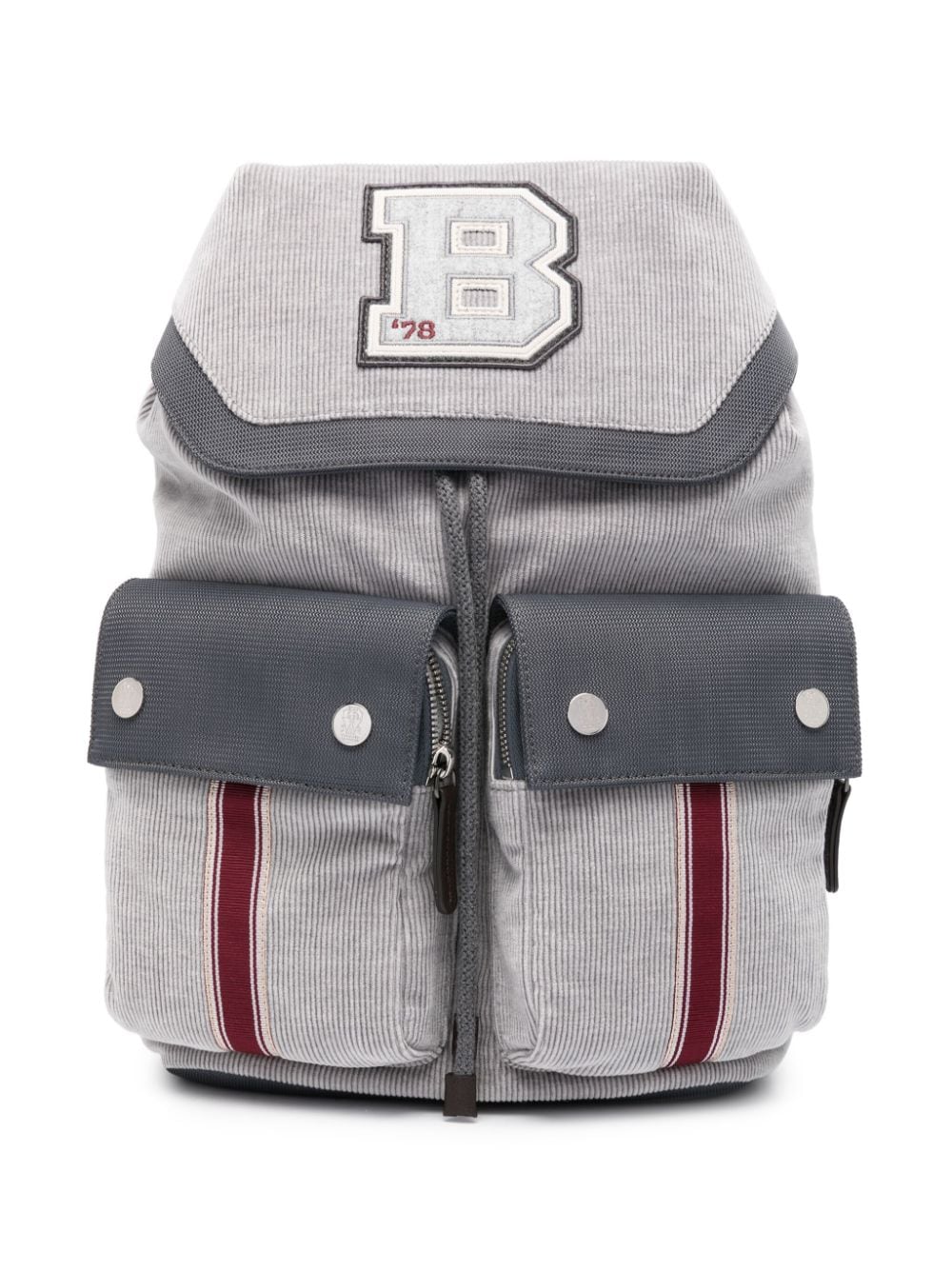 Zaino con applicazione per bambino Brunello Cucinelli Kids grigio con dettaglio a righe - Rubino Kids