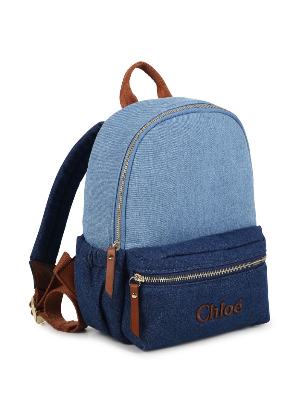 Zaino con ricamo per bambina Chloé Kids blu con chiusura con zip a giro - Rubino Kids