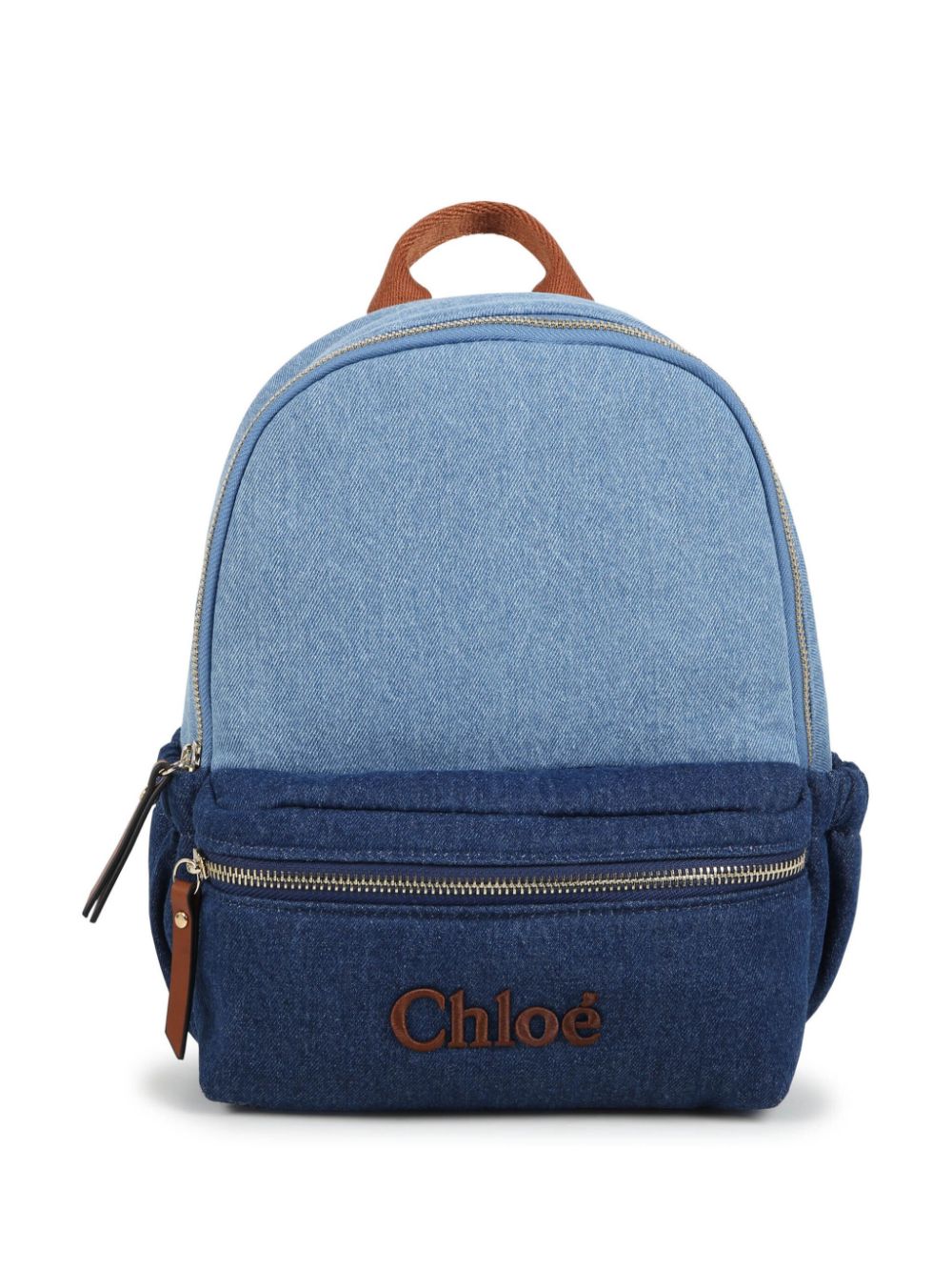 Zaino con ricamo per bambina Chloé Kids blu con chiusura con zip a giro - Rubino Kids