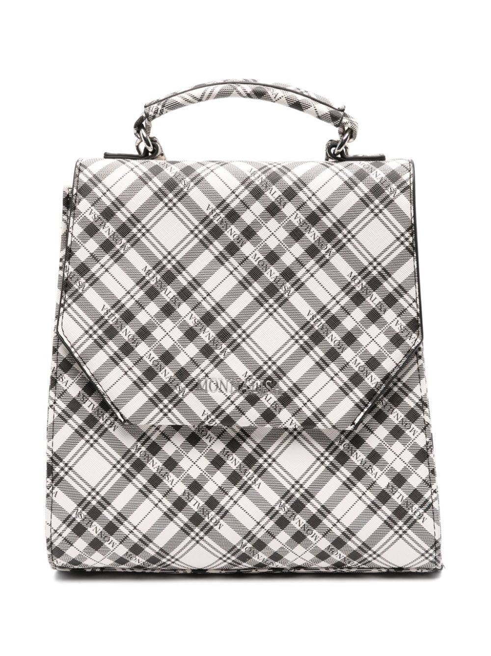 Zaino per bambina Monnalisa a quadri tartan bianco e nero - Rubino Kids