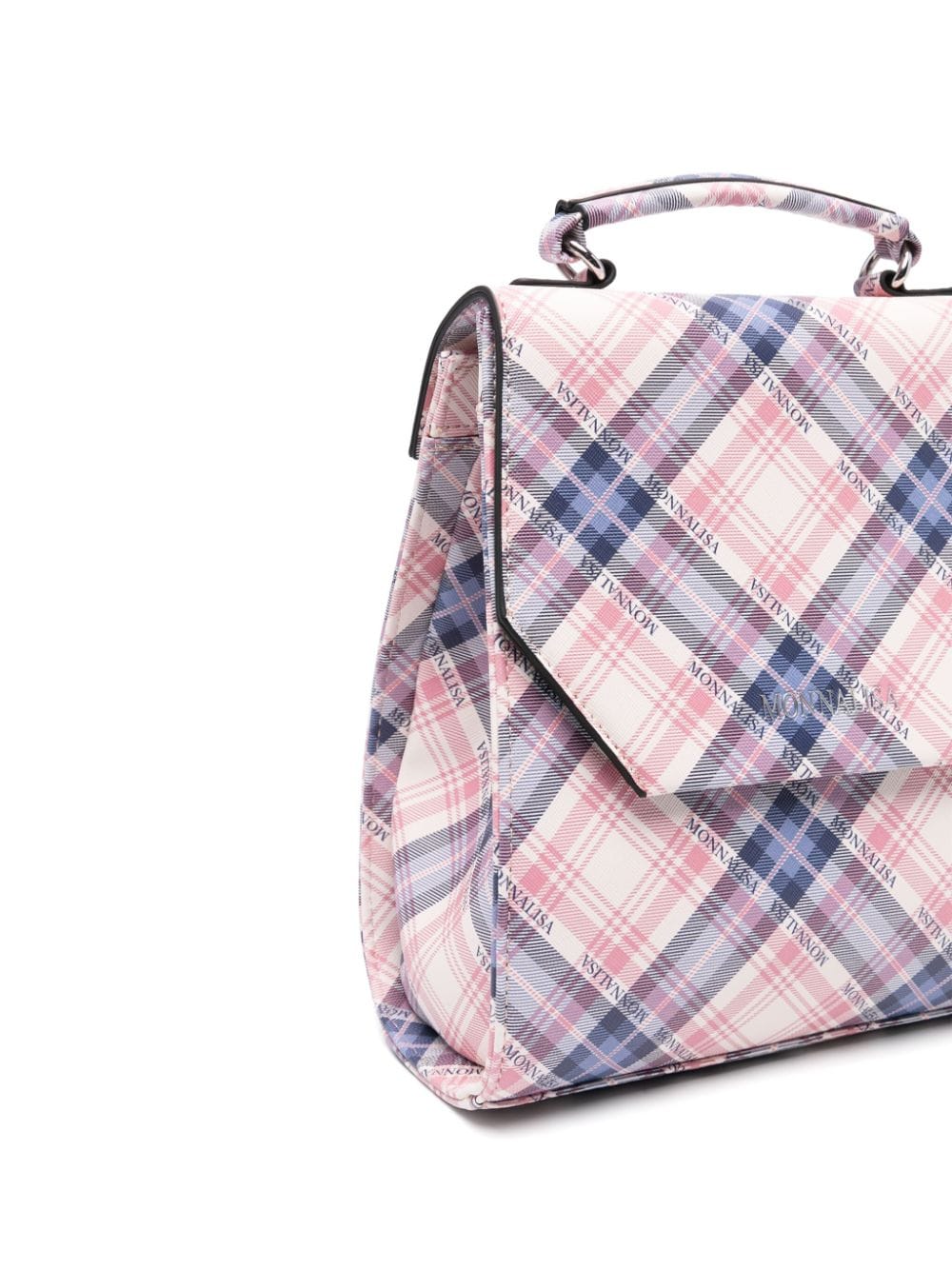 Zaino per bambina Monnalisa a quadri tartan bianco rosa e blu - Rubino Kids