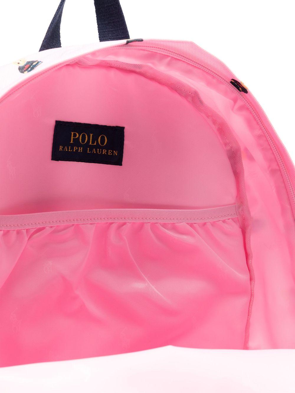 Zaino per bambina Polo Ralph Lauren Kids rosa con stampa Polo Bear - Rubino Kids