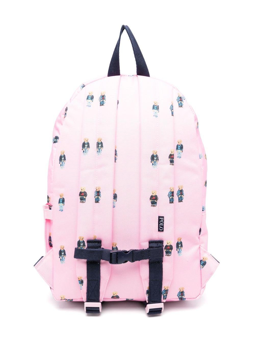 Zaino per bambina Polo Ralph Lauren Kids rosa con stampa Polo Bear - Rubino Kids