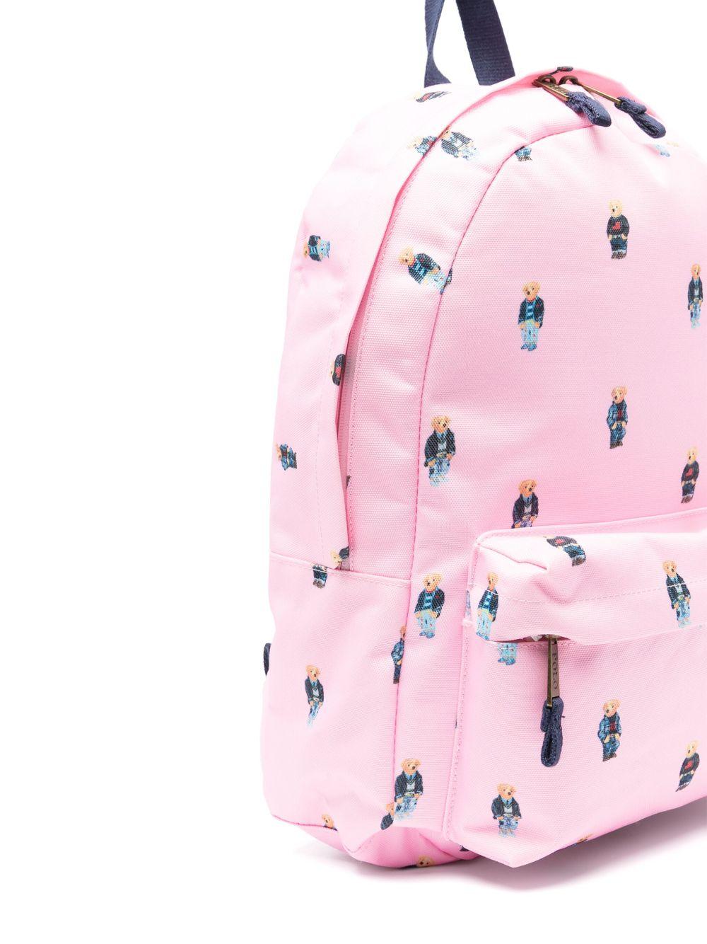 Zaino per bambina Polo Ralph Lauren Kids rosa con stampa Polo Bear - Rubino Kids