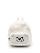 Zaino per bambini Moschino Kids bianco in pelliccia con ricamo Teddy Bear - Rubino Kids