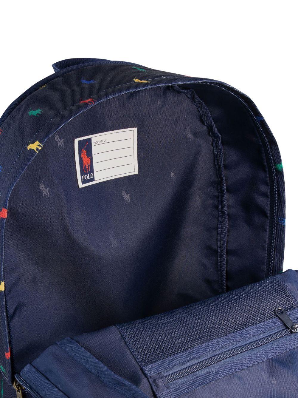 Zaino per bambini Polo Ralph Lauren Kids blu con motivo Polo Pony all - over - Rubino Kids
