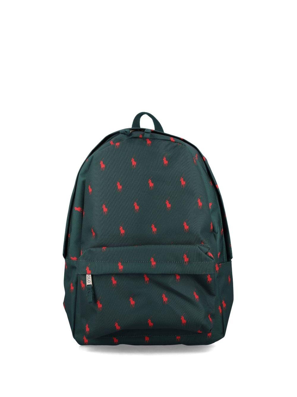 Zaino per bambini Polo Ralph Lauren Kids verde con motivo Polo Pony all - over - Rubino Kids