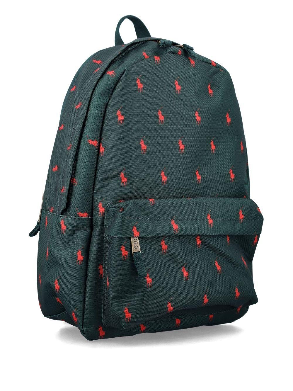 Zaino per bambini Polo Ralph Lauren Kids verde con motivo Polo Pony all - over - Rubino Kids