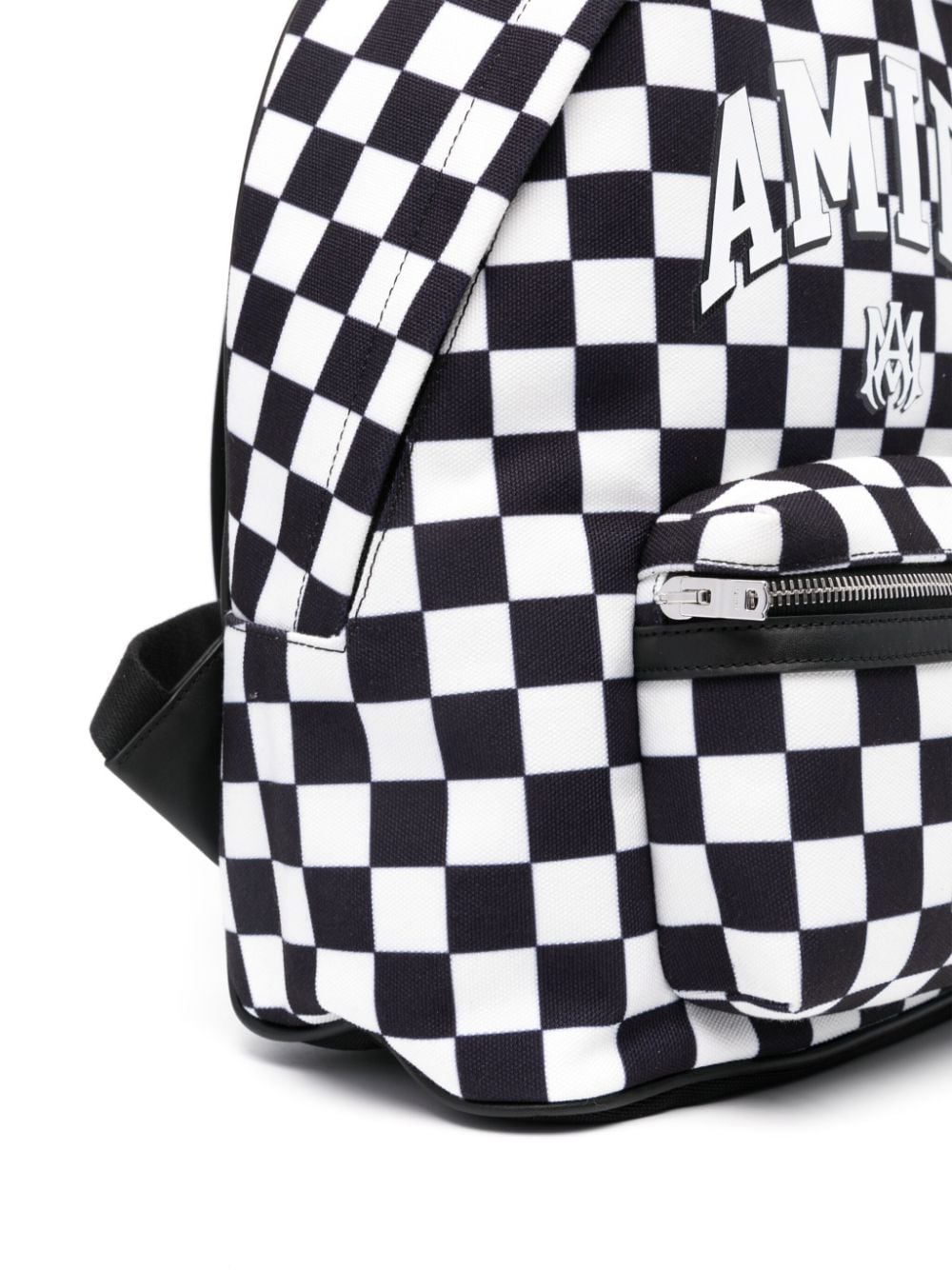 Zaino per bambino Amiri Kids bianco e nero a quadri con stampa logo - Rubino Kids